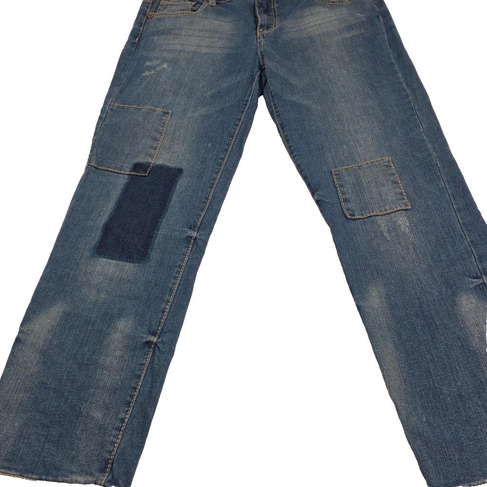 Mossimo Supply Co. Denim Distressed Patched Boyfiend Jeans - Size 9 - Picture 8 of 8